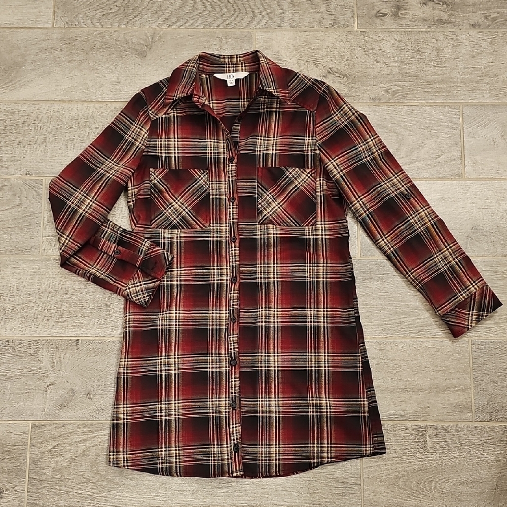 Jack by BB Dakota Plaid Shirt Dress in Red and Black